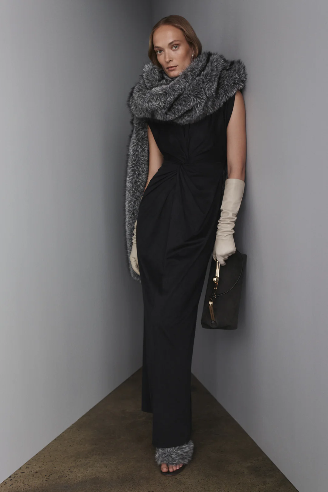 FAUX-SUEDE TURBAN GOWN - Image 3