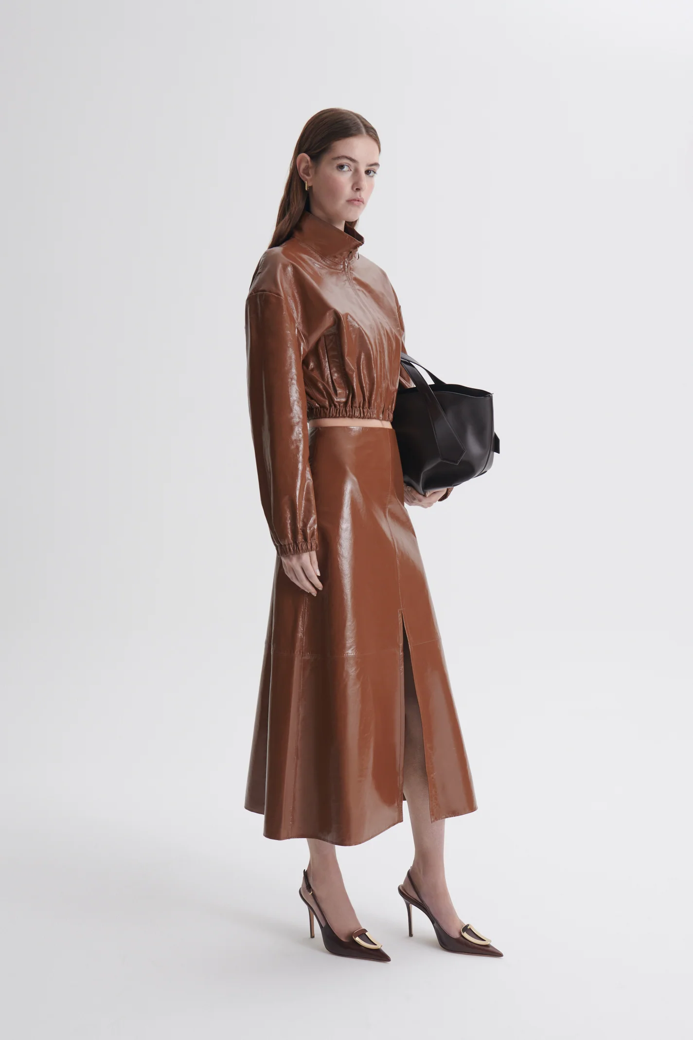 FUNNEL NECK LEATHER JACKET - Image 5
