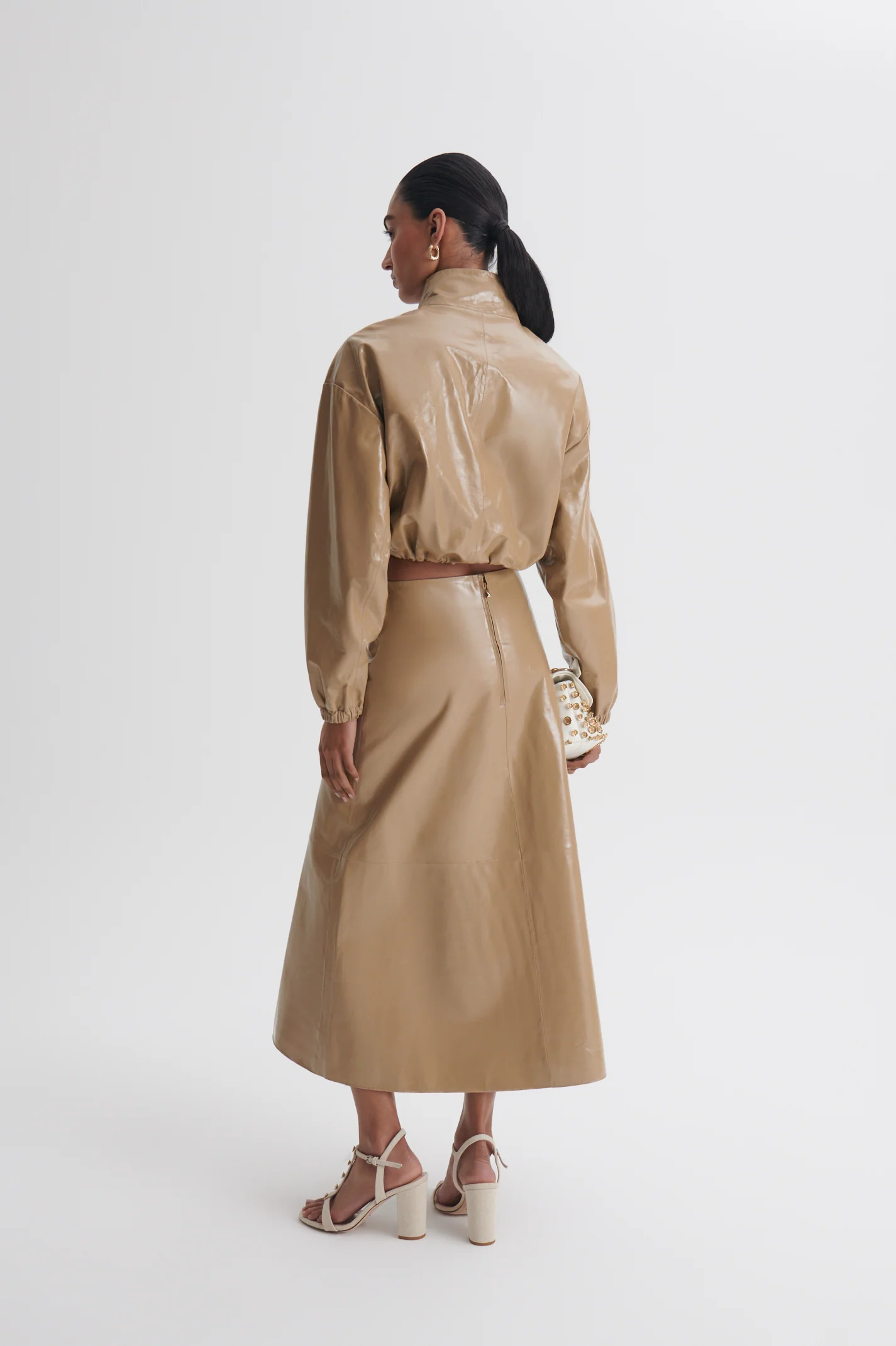 FUNNEL NECK LEATHER JACKET - Image 5