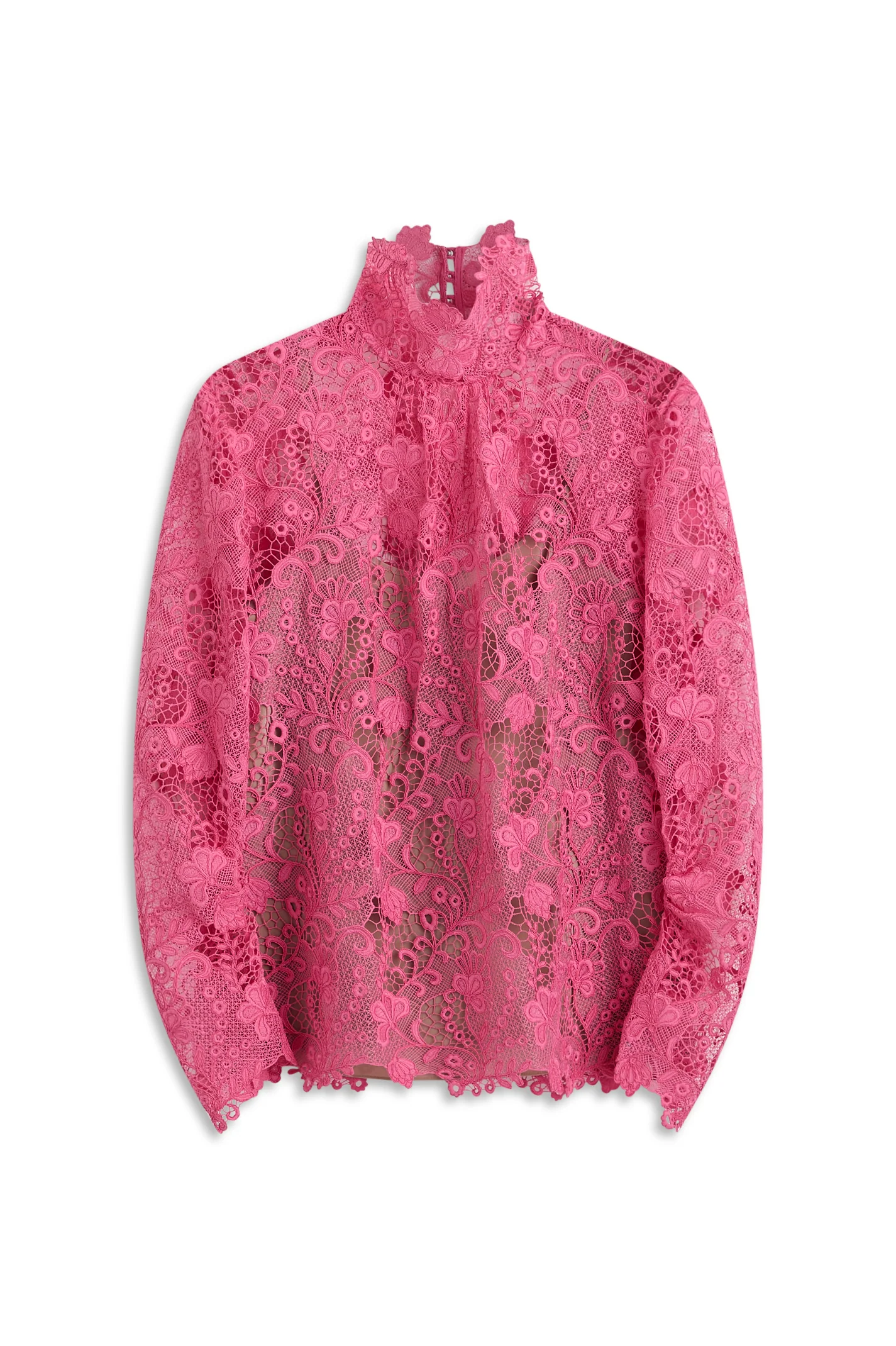 LACE FUNNEL NECK BLOUSE