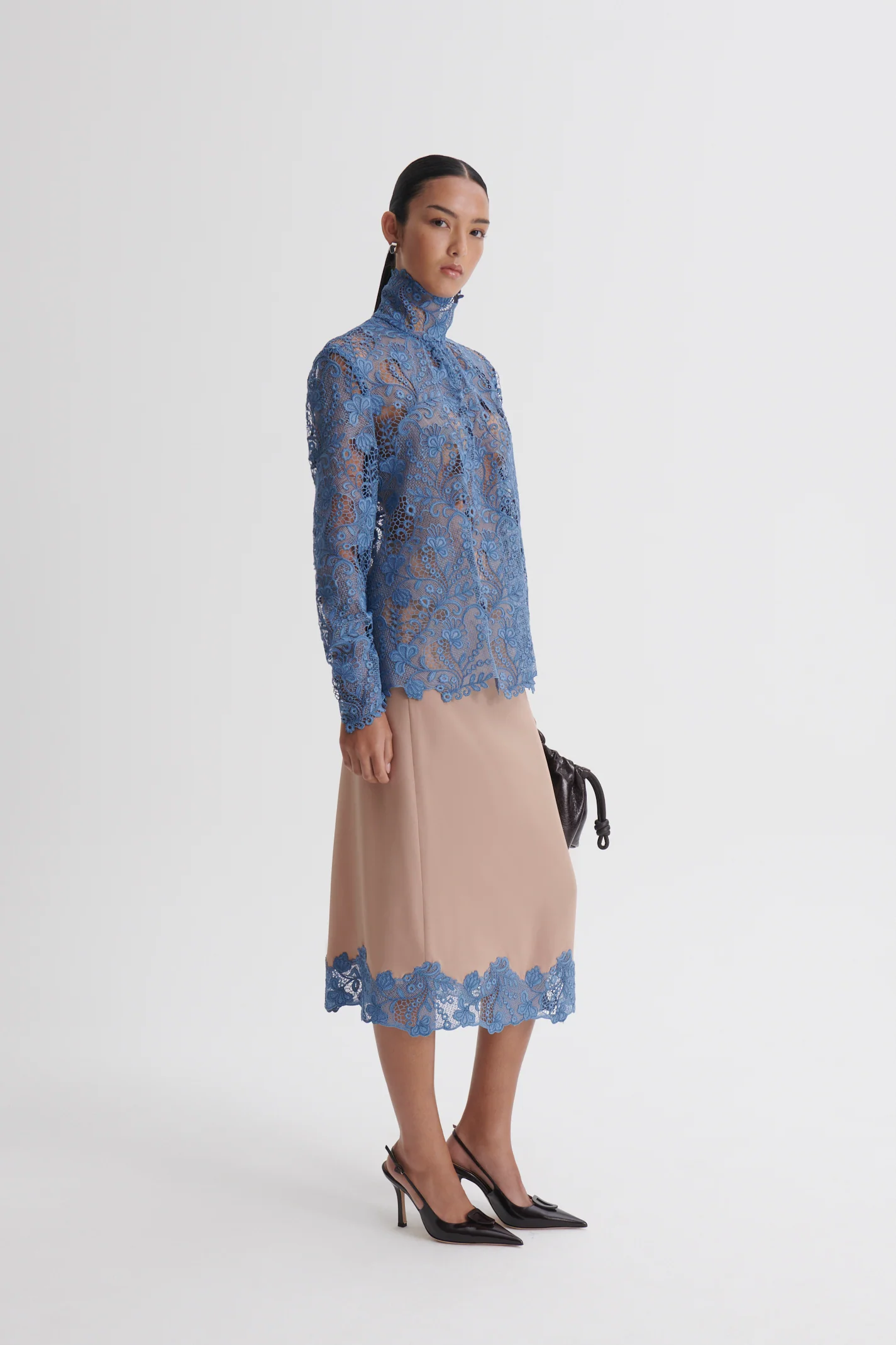 LACE TRIM SILK SKIRT - Image 5