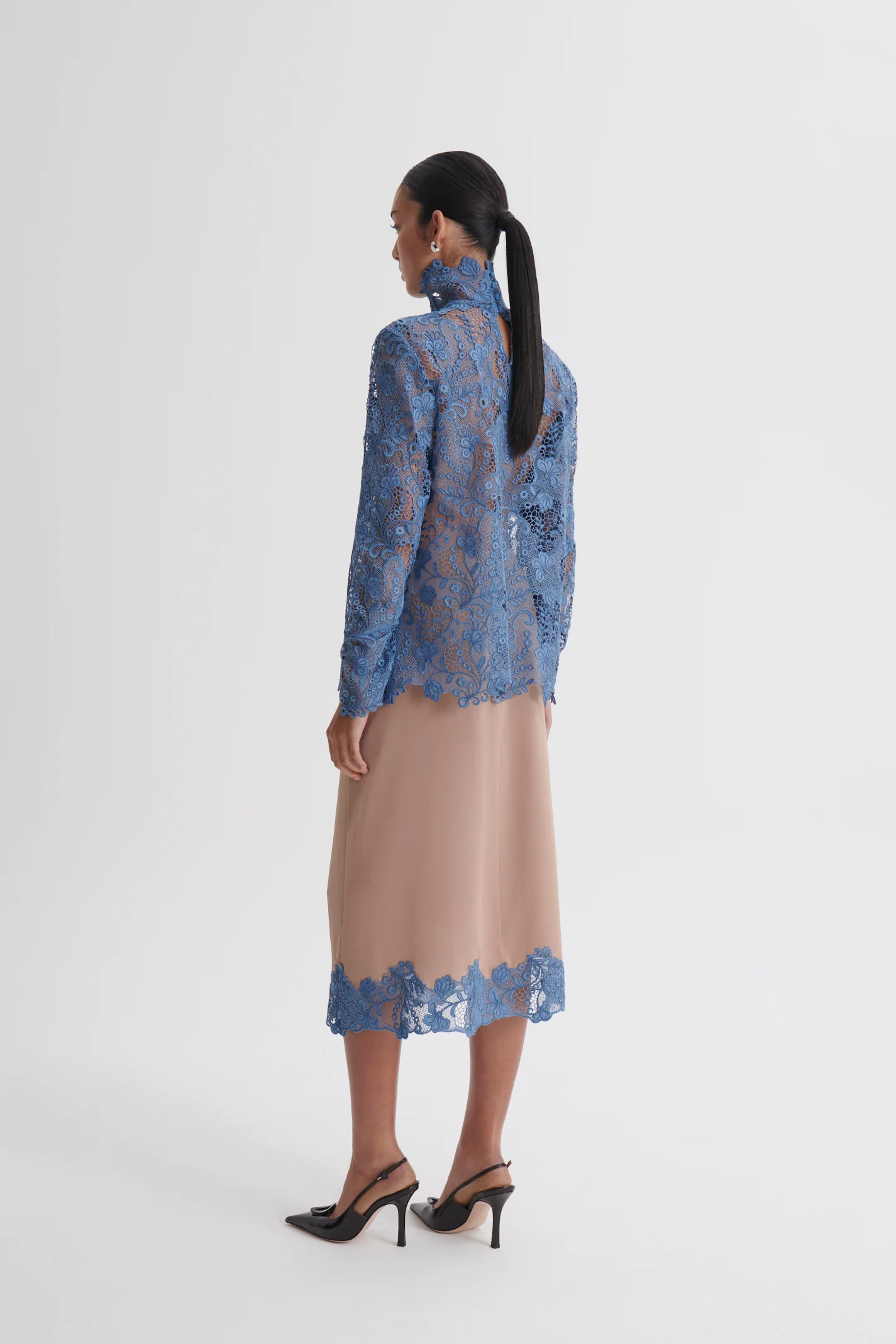 LACE TRIM SILK SKIRT - Image 6