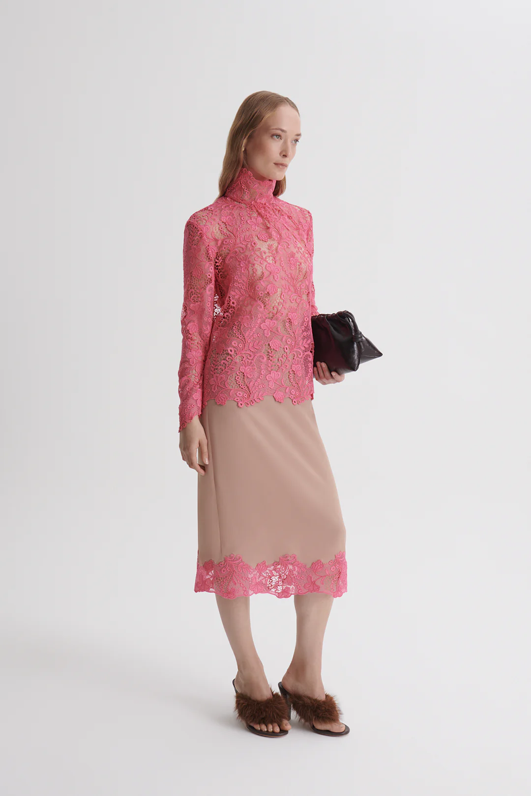 LACE TRIM SILK SKIRT - Image 5