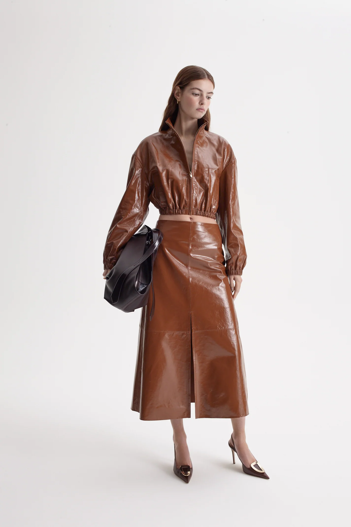 LEATHER DRAPED SKIRT - Image 8