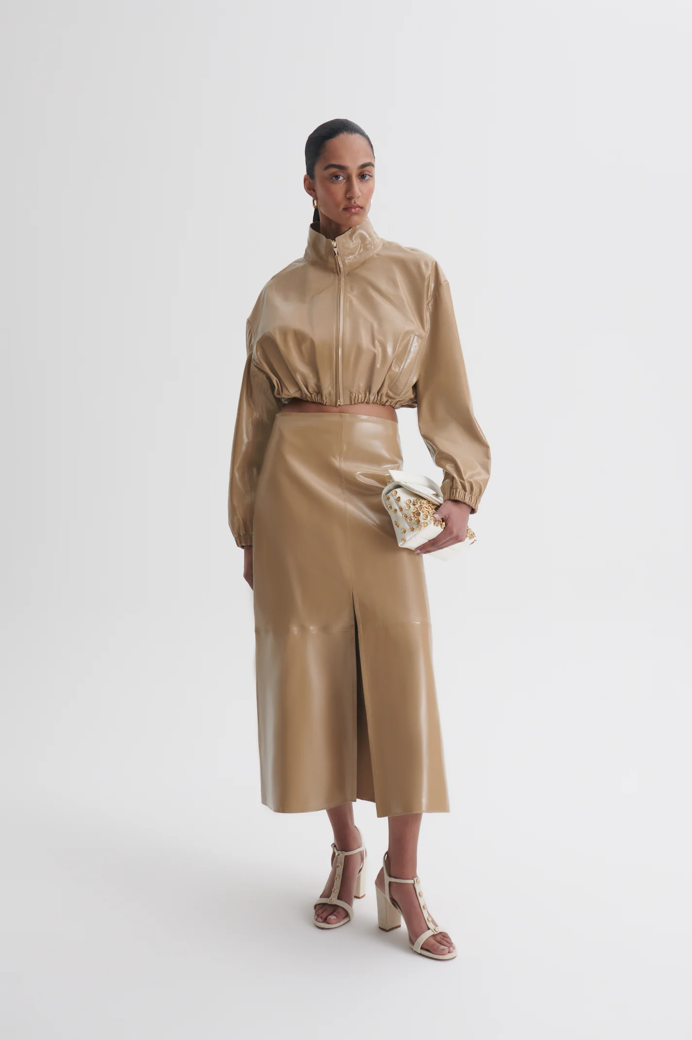 LEATHER DRAPED SKIRT - Image 3