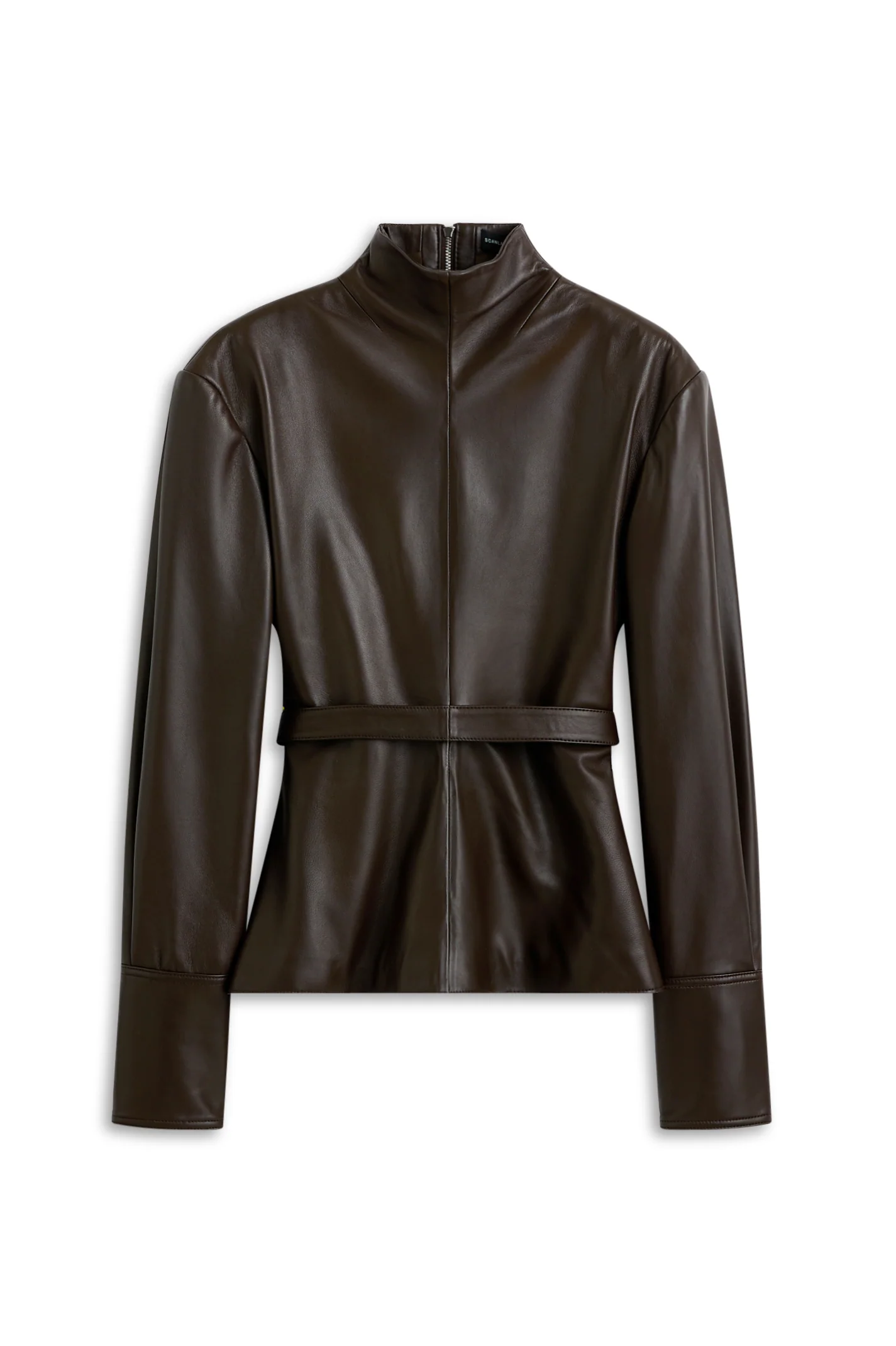 LEATHER FUNNEL NECK TOP