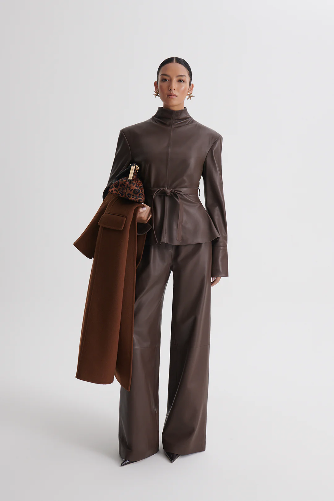LEATHER FUNNEL NECK TOP - Image 4