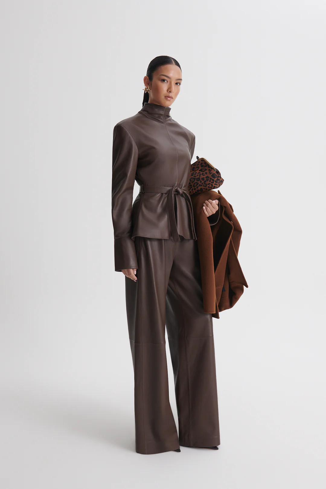LEATHER FUNNEL NECK TOP - Image 5