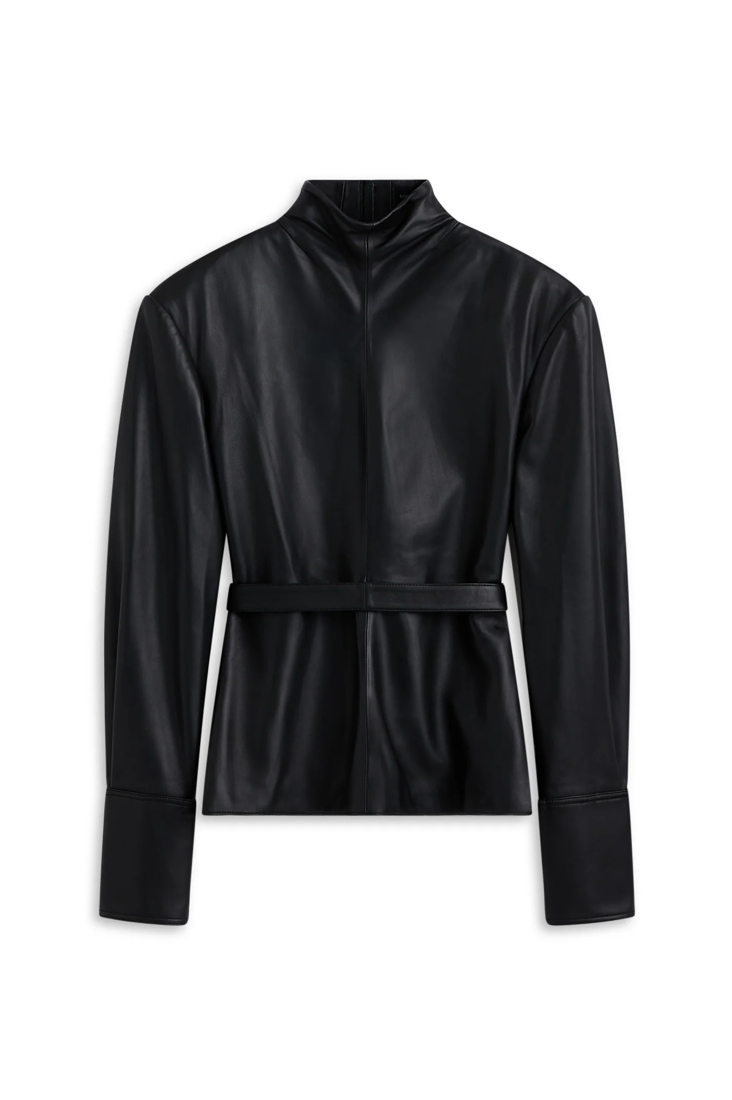 LEATHER FUNNEL NECK TOP