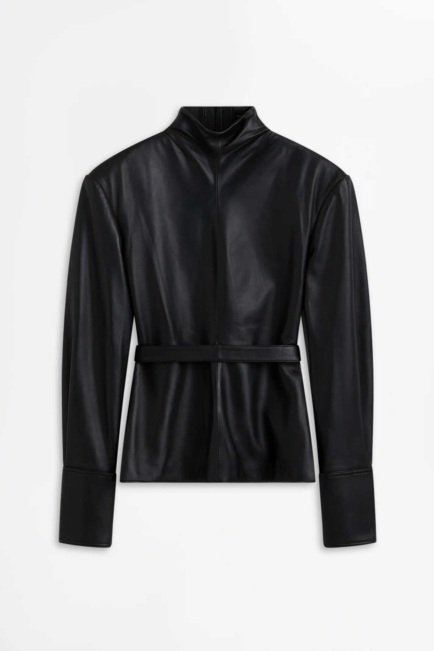 LEATHER FUNNEL NECK TOP - Image 2