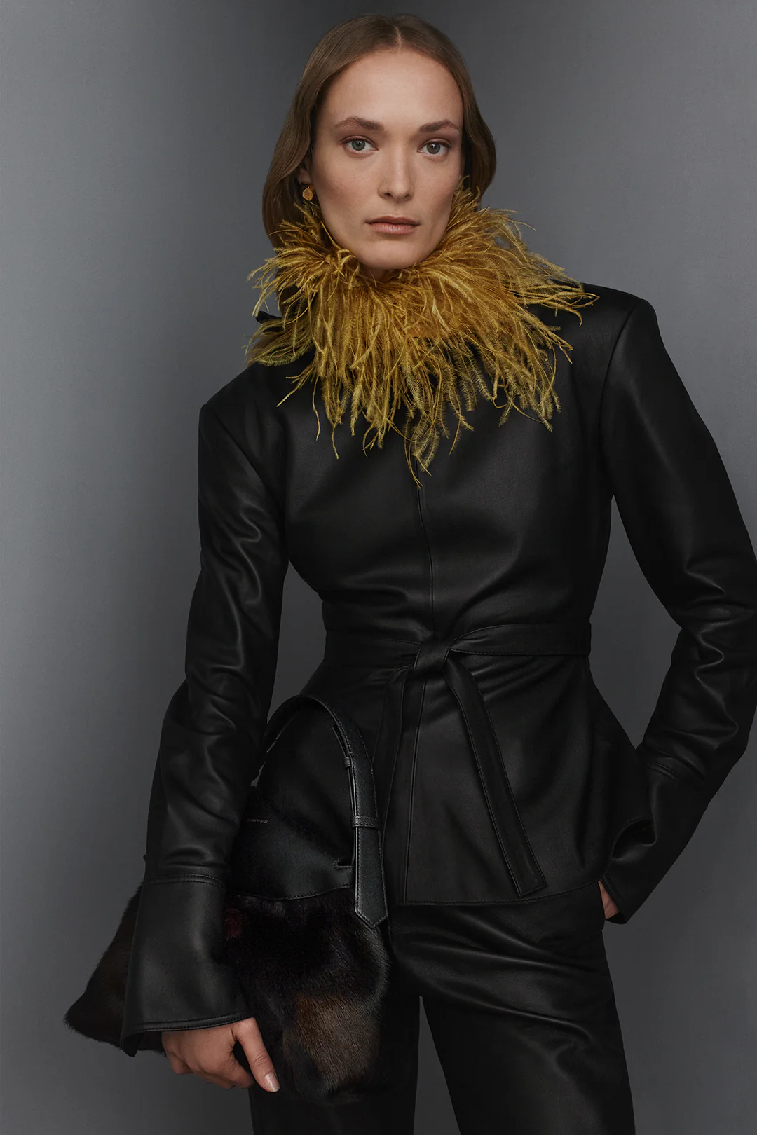 LEATHER FUNNEL NECK TOP - Image 3
