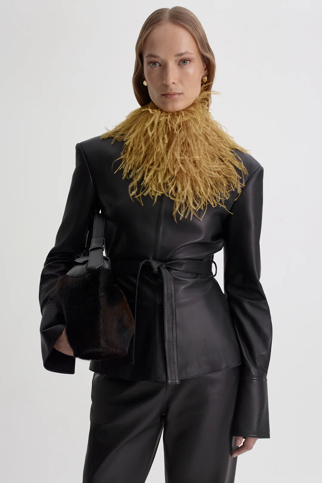 LEATHER FUNNEL NECK TOP - Image 7