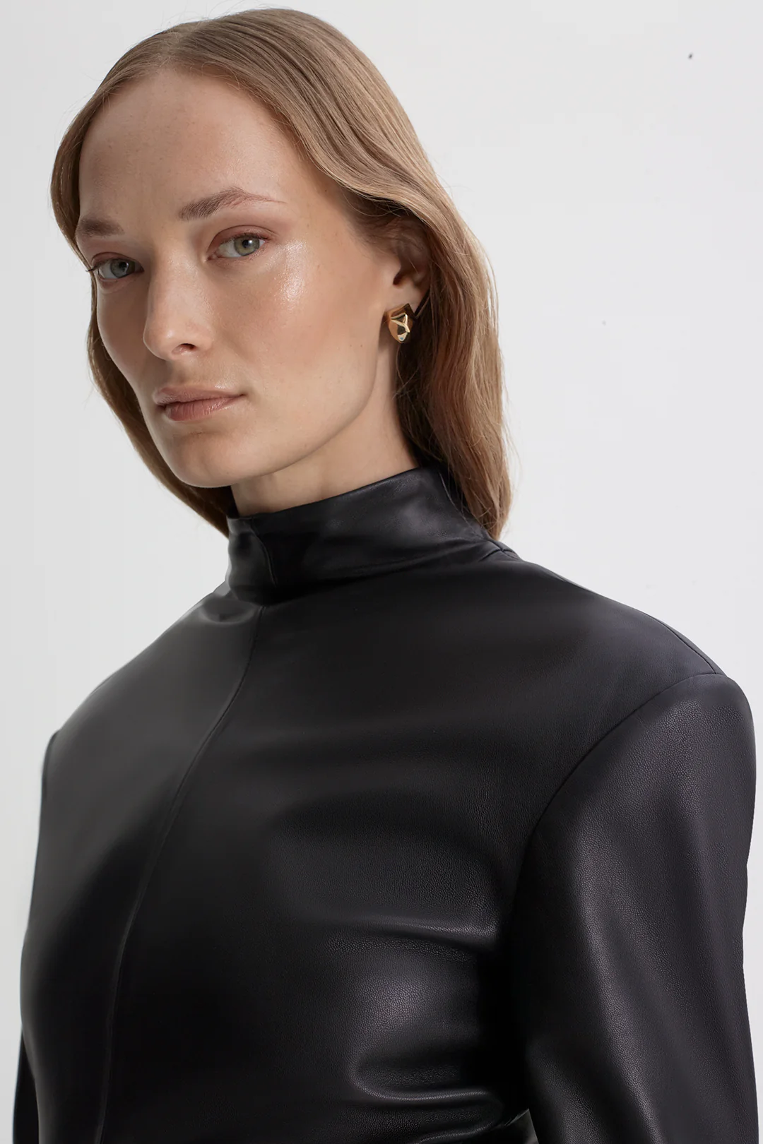 LEATHER FUNNEL NECK TOP - Image 8