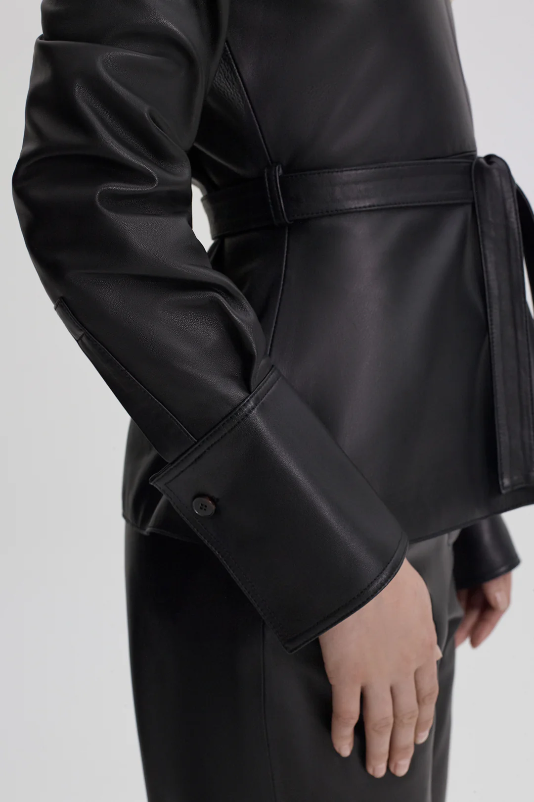 LEATHER FUNNEL NECK TOP - Image 9