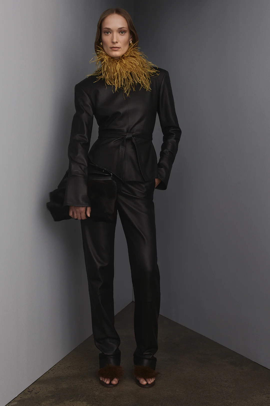 LEATHER SLIM LEG TROUSER - Image 3