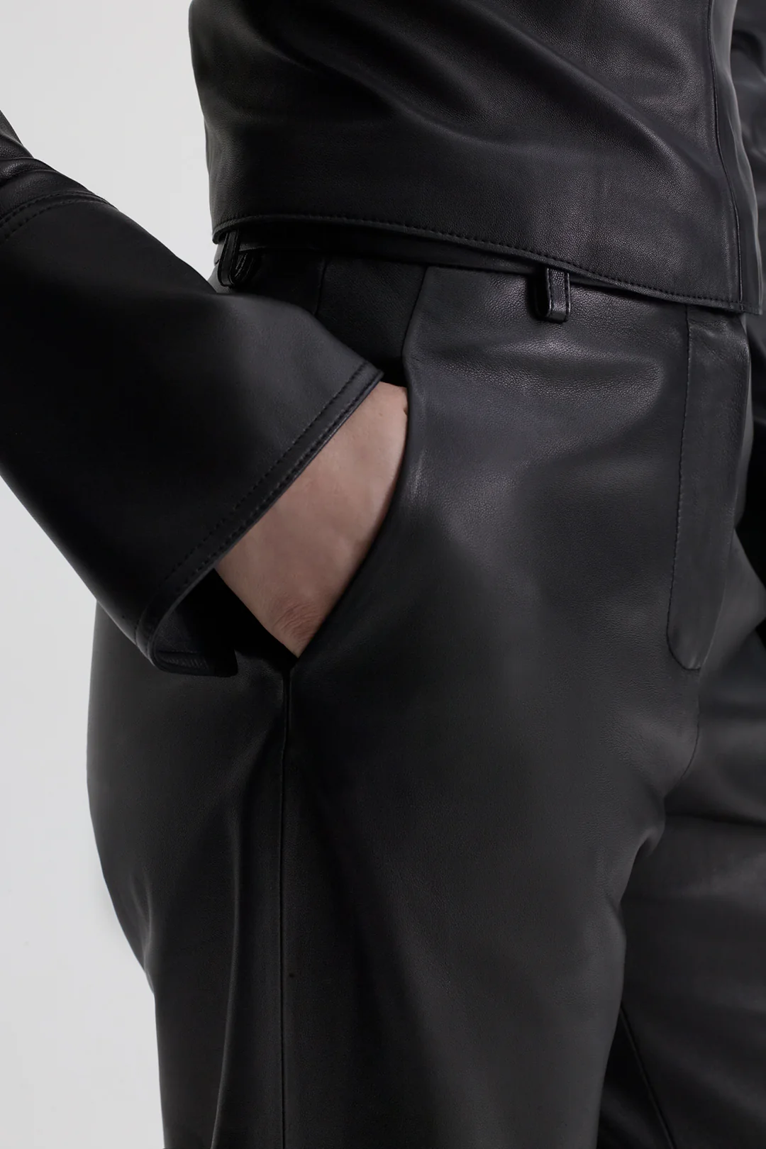 LEATHER SLIM LEG TROUSER - Image 8