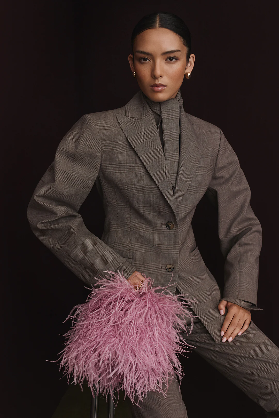 PLAID CURVED WAIST JACKET - Image 3