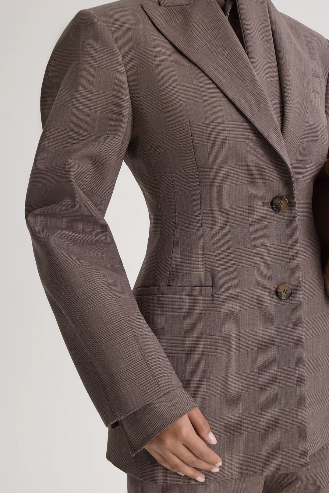 PLAID CURVED WAIST JACKET - Image 8