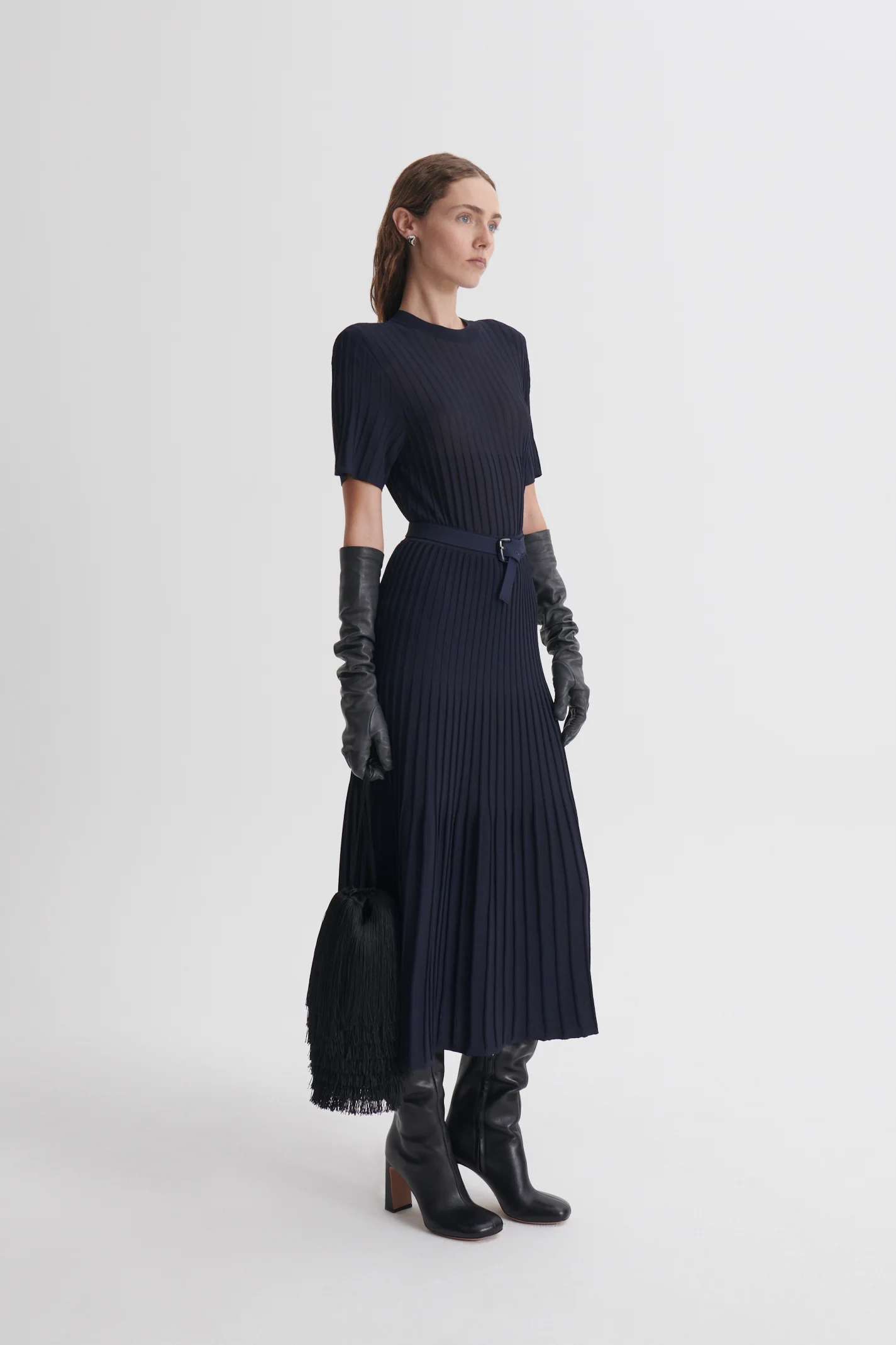 PLEAT VARIEGATED STITCH SKIRT - Image 4