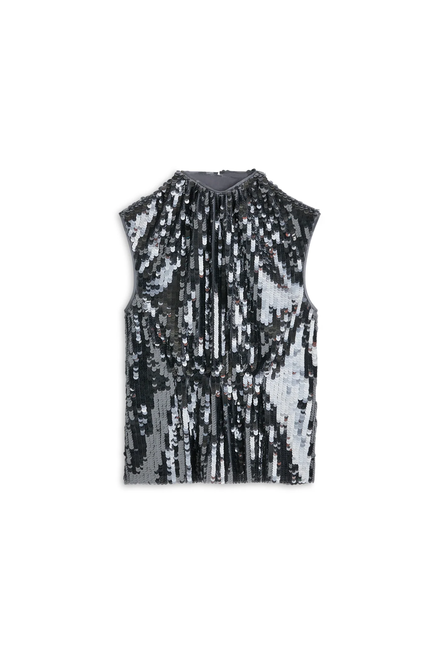 SEQUIN DRAPE GATHER NECK TOP