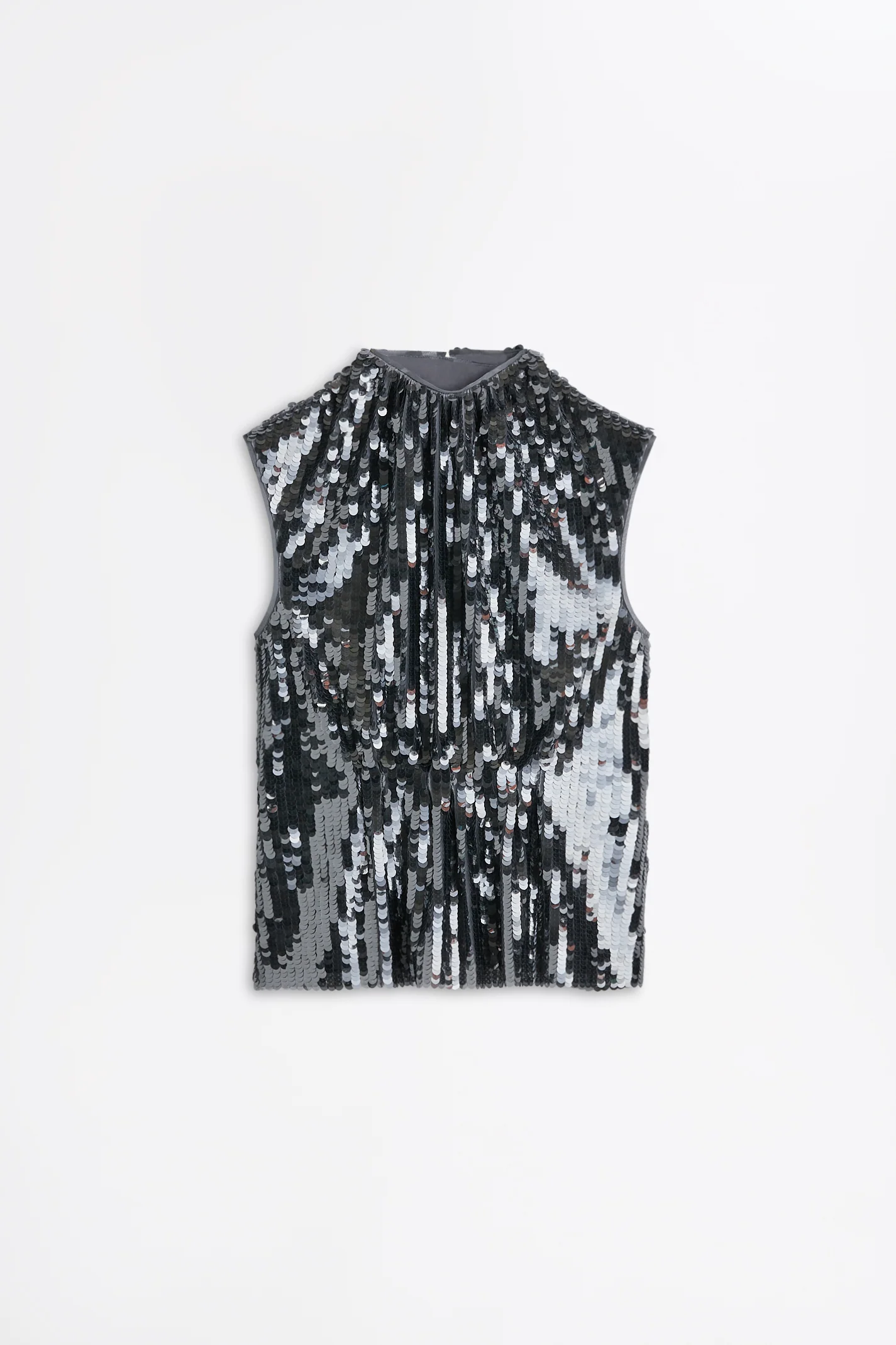 SEQUIN DRAPE GATHER NECK TOP - Image 2