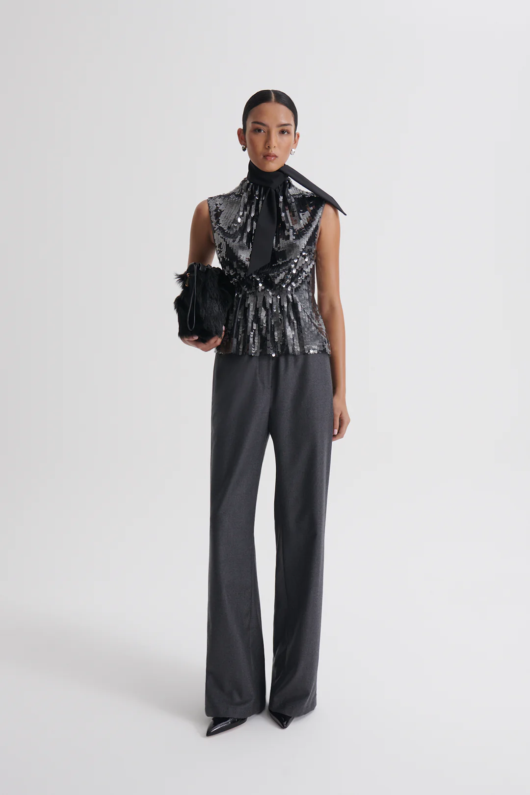 SEQUIN DRAPE GATHER NECK TOP - Image 4