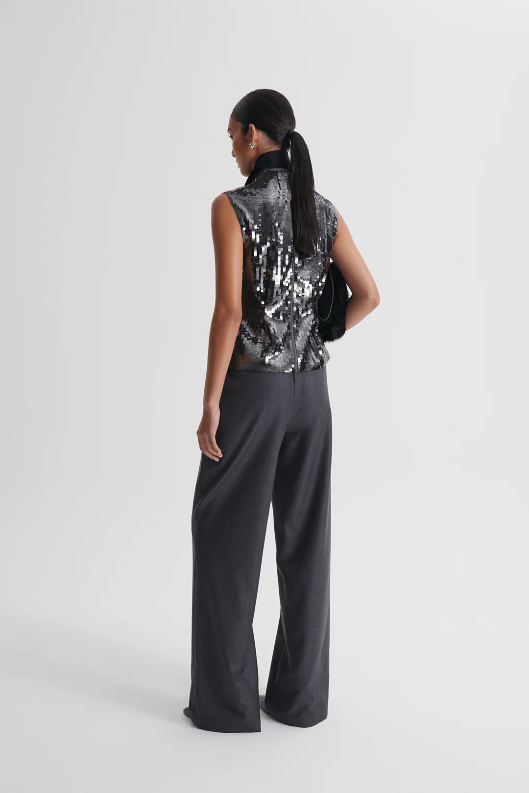 SEQUIN DRAPE GATHER NECK TOP - Image 6