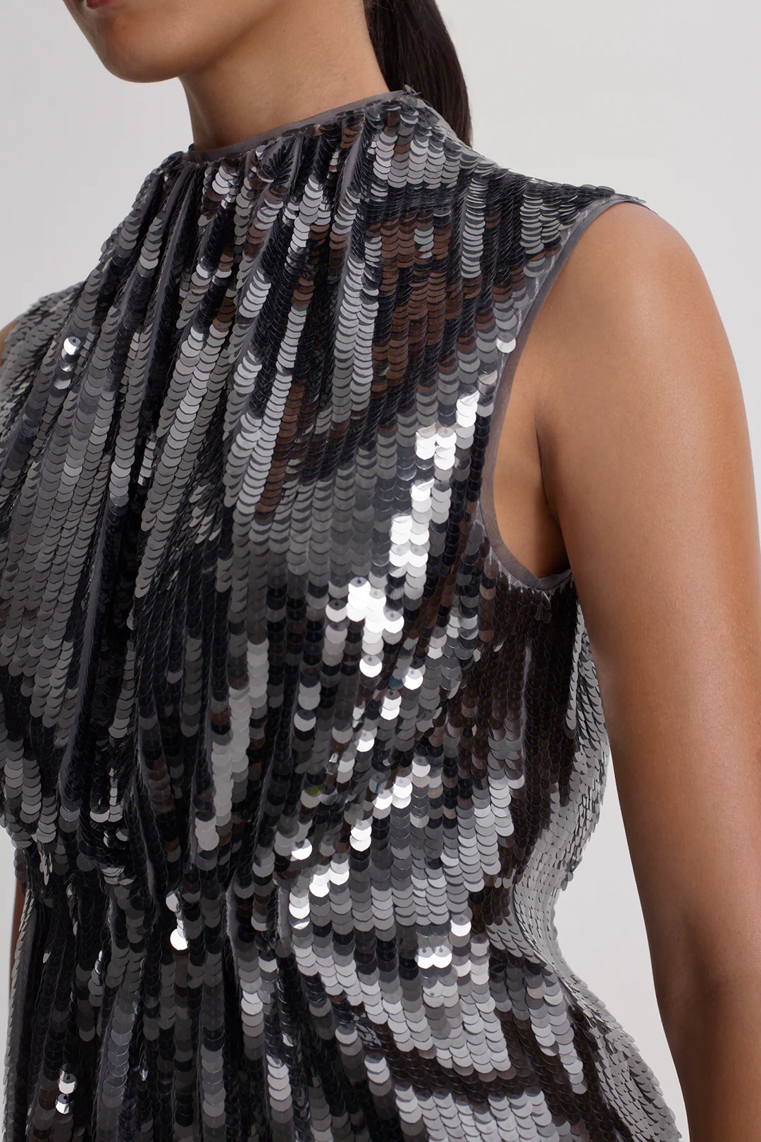 SEQUIN DRAPE GATHER NECK TOP - Image 8