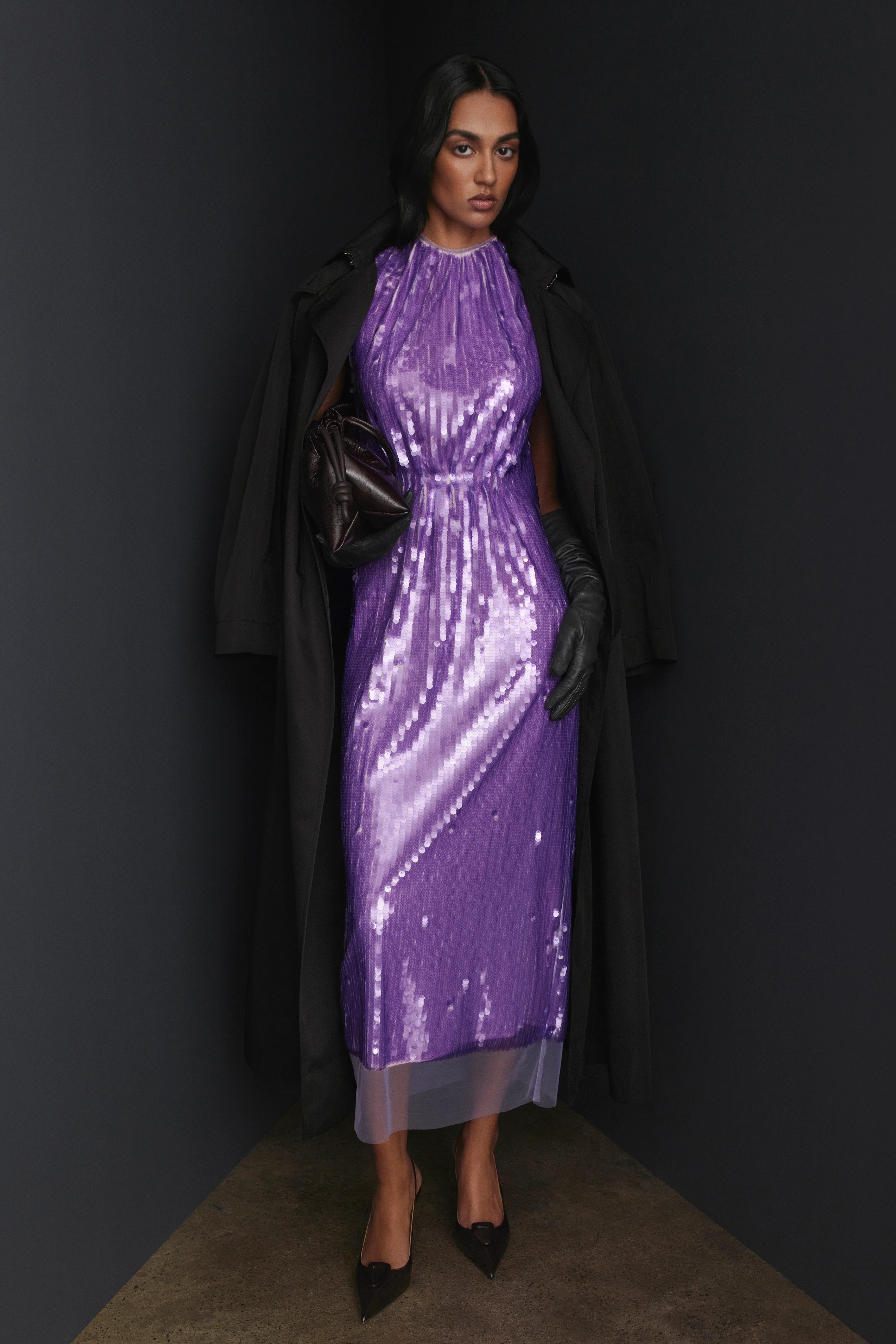 SEQUIN GATHER NECK DRESS - Image 3