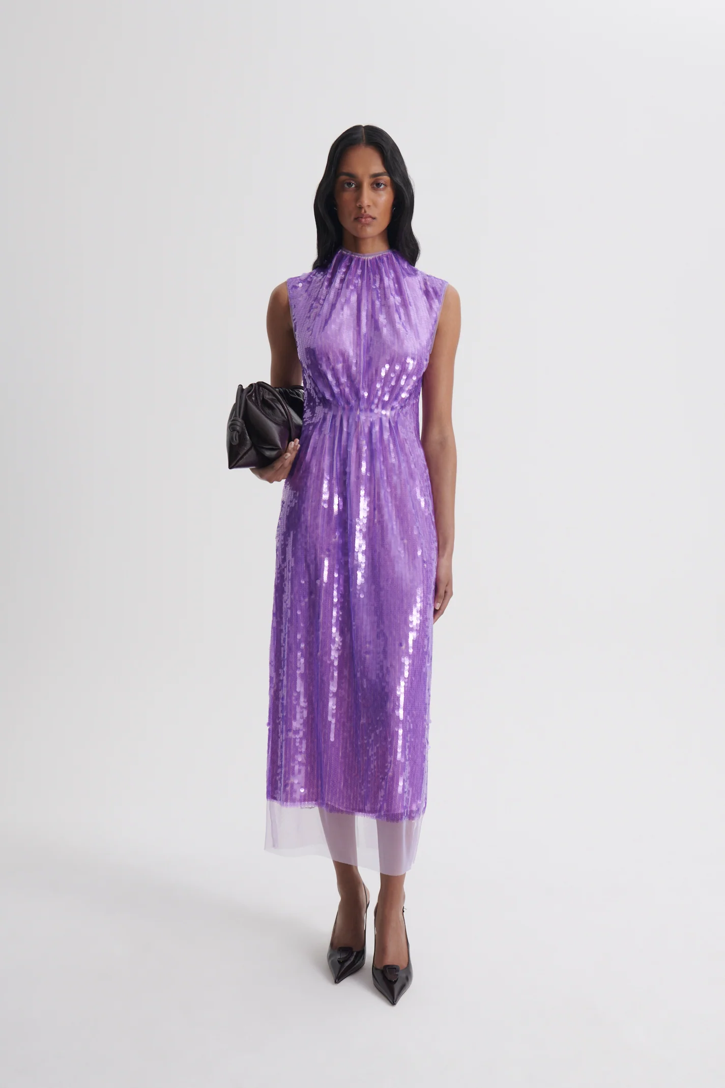 SEQUIN GATHER NECK DRESS - Image 4