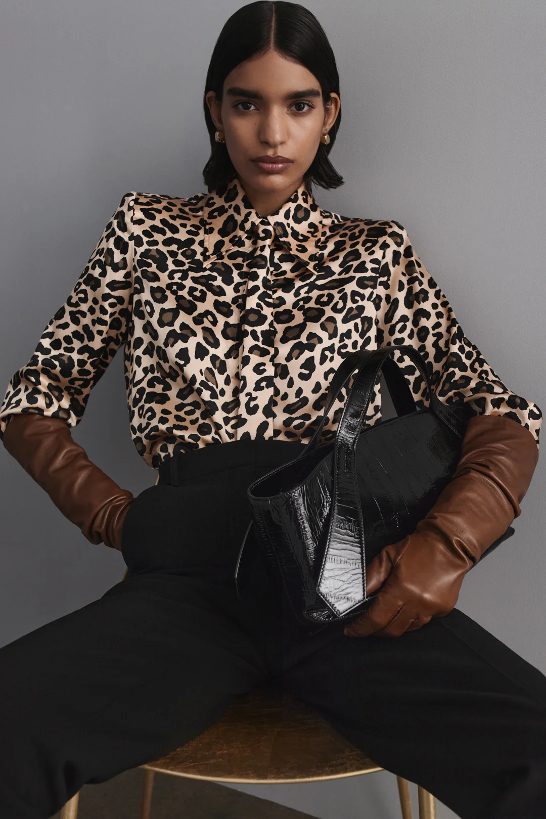 SILK ANIMAL PRINT TIE SHIRT - Image 3