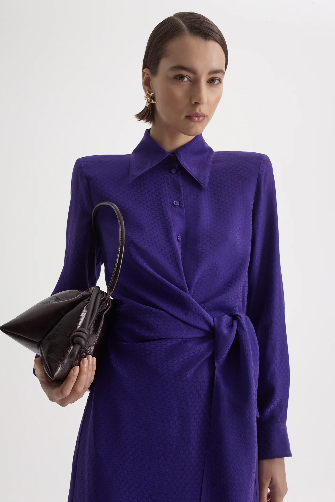 SILK CHAIN JACQUARD TURBAN DRESS - Image 3