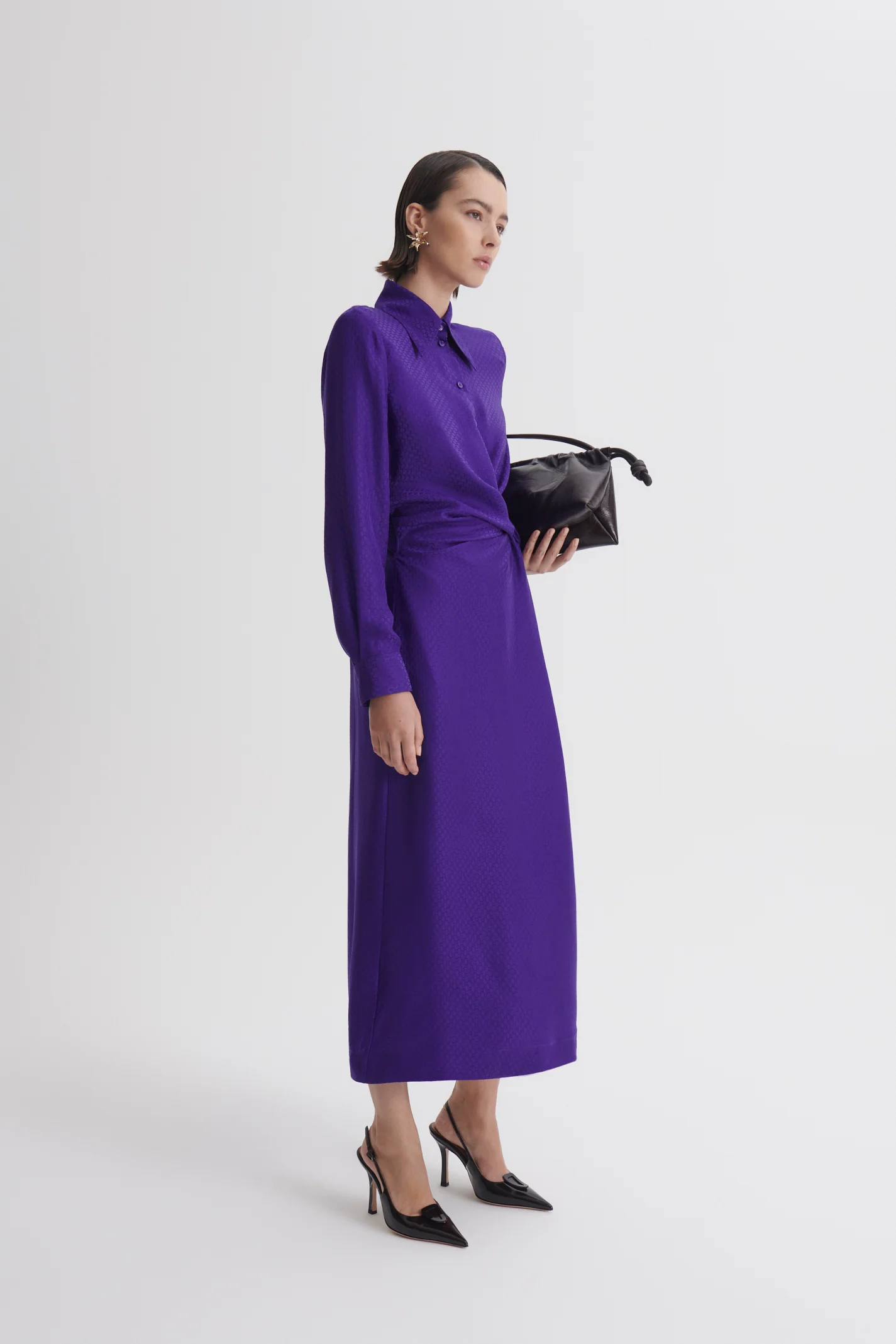 SILK CHAIN JACQUARD TURBAN DRESS - Image 5