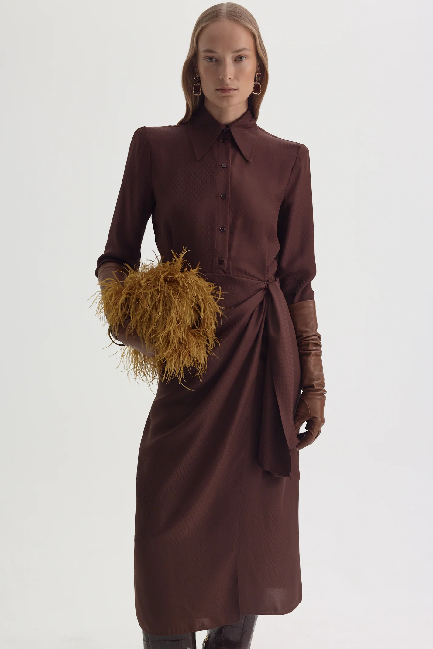 SILK CHAIN JACQUARD WRAP DRESS - Image 3