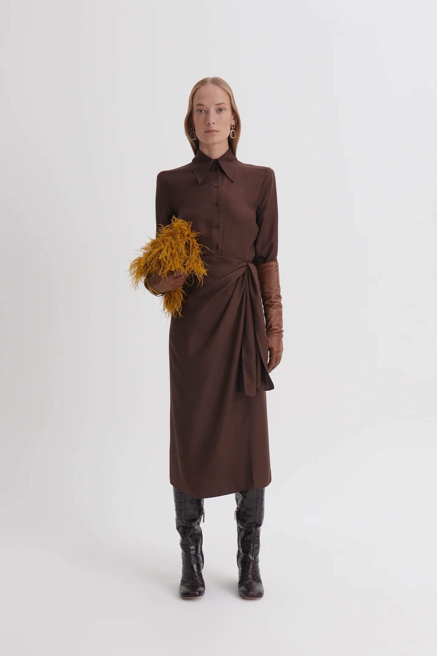 SILK CHAIN JACQUARD WRAP DRESS - Image 4