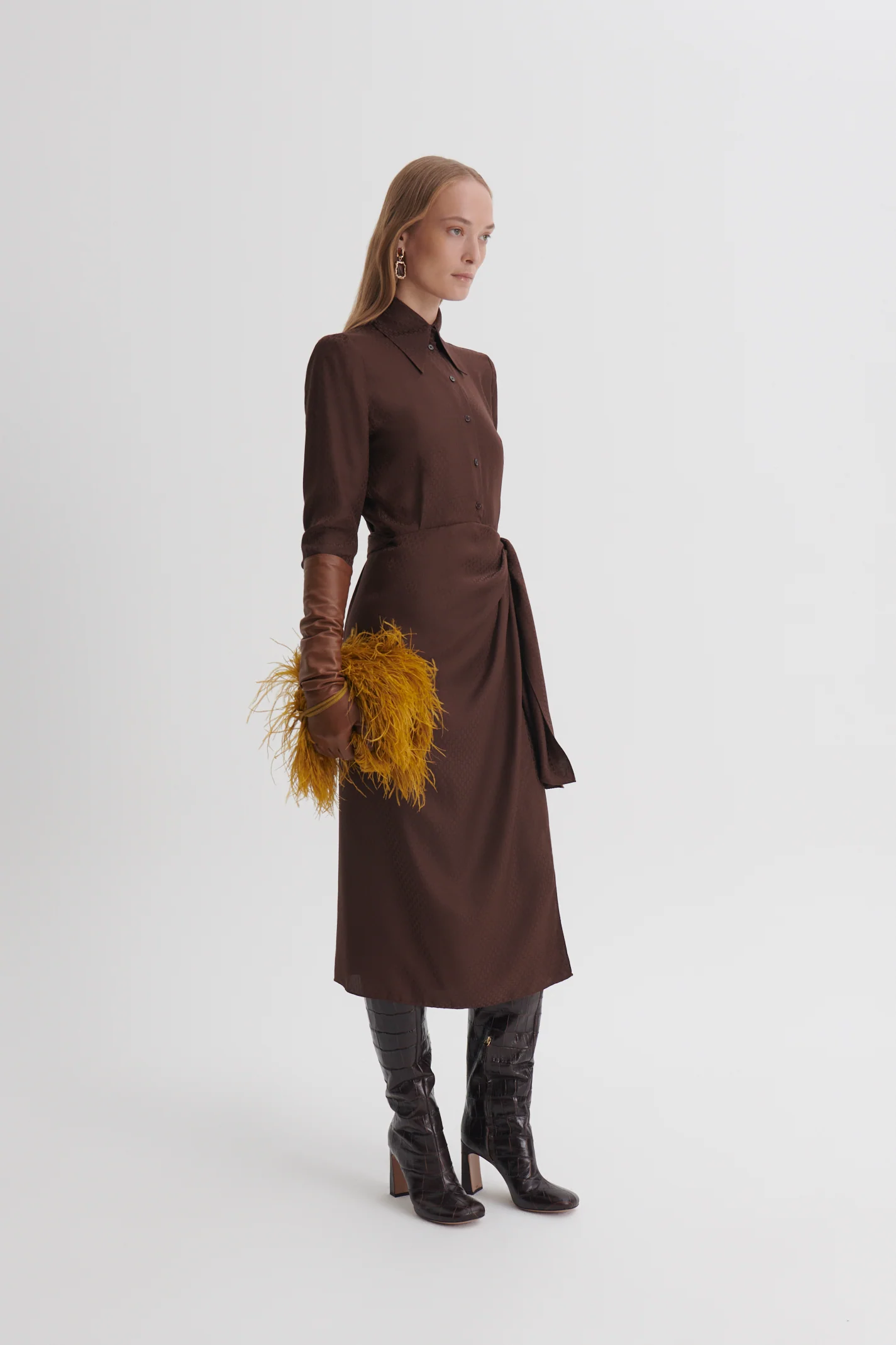 SILK CHAIN JACQUARD WRAP DRESS - Image 5