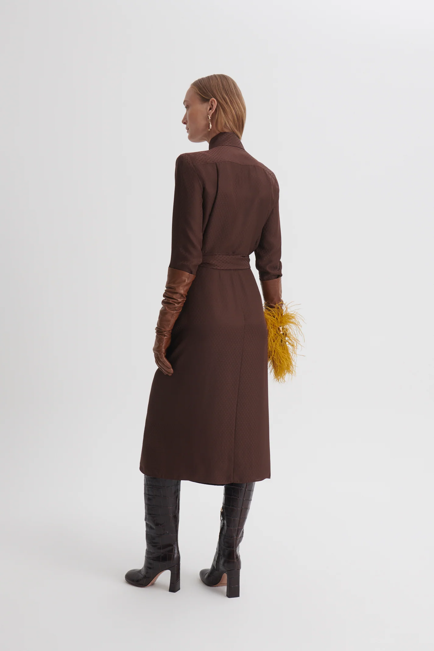 SILK CHAIN JACQUARD WRAP DRESS - Image 6