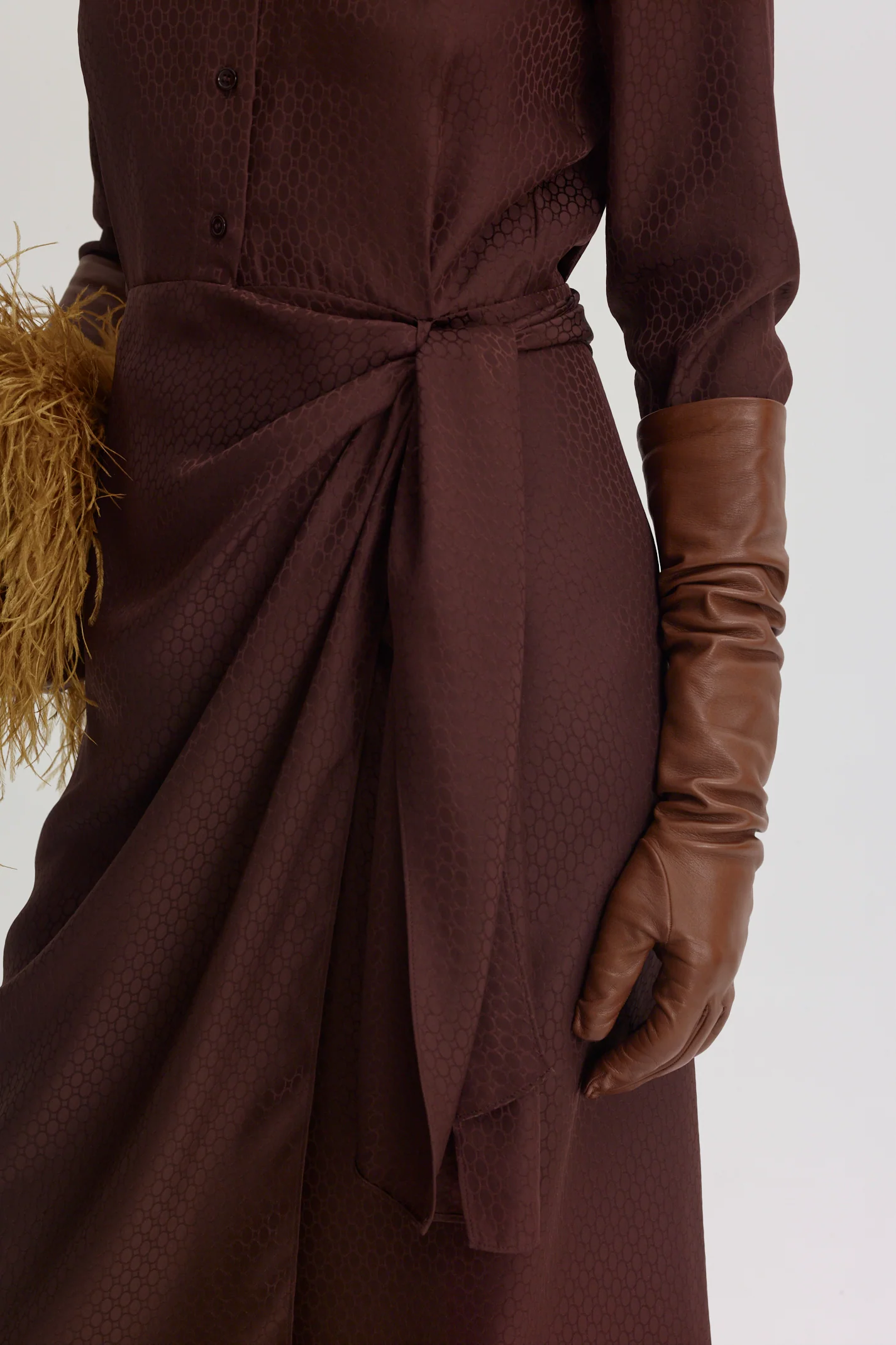 SILK CHAIN JACQUARD WRAP DRESS - Image 7