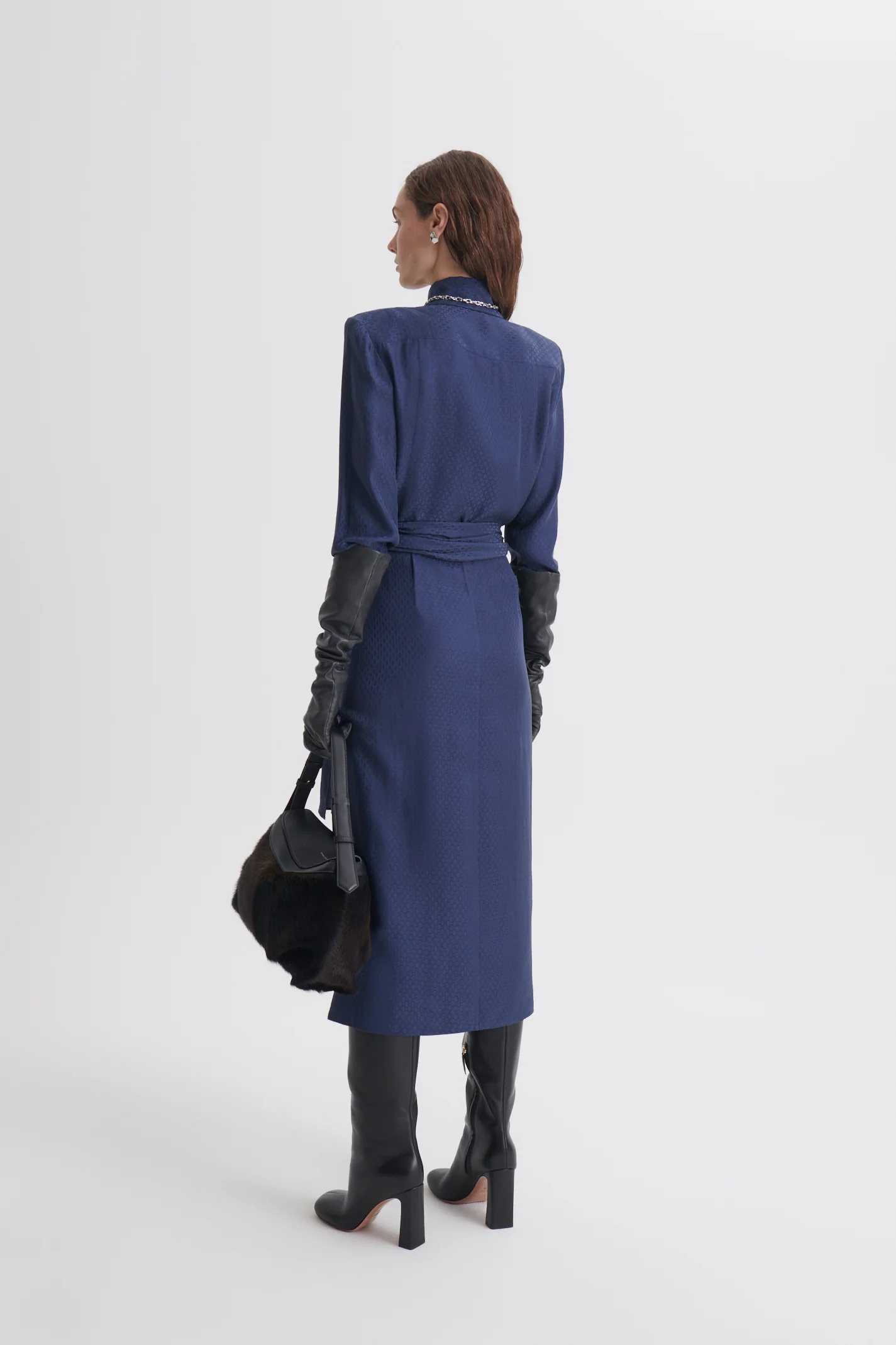 SILK CHAIN JACQUARD WRAP DRESS - Image 5