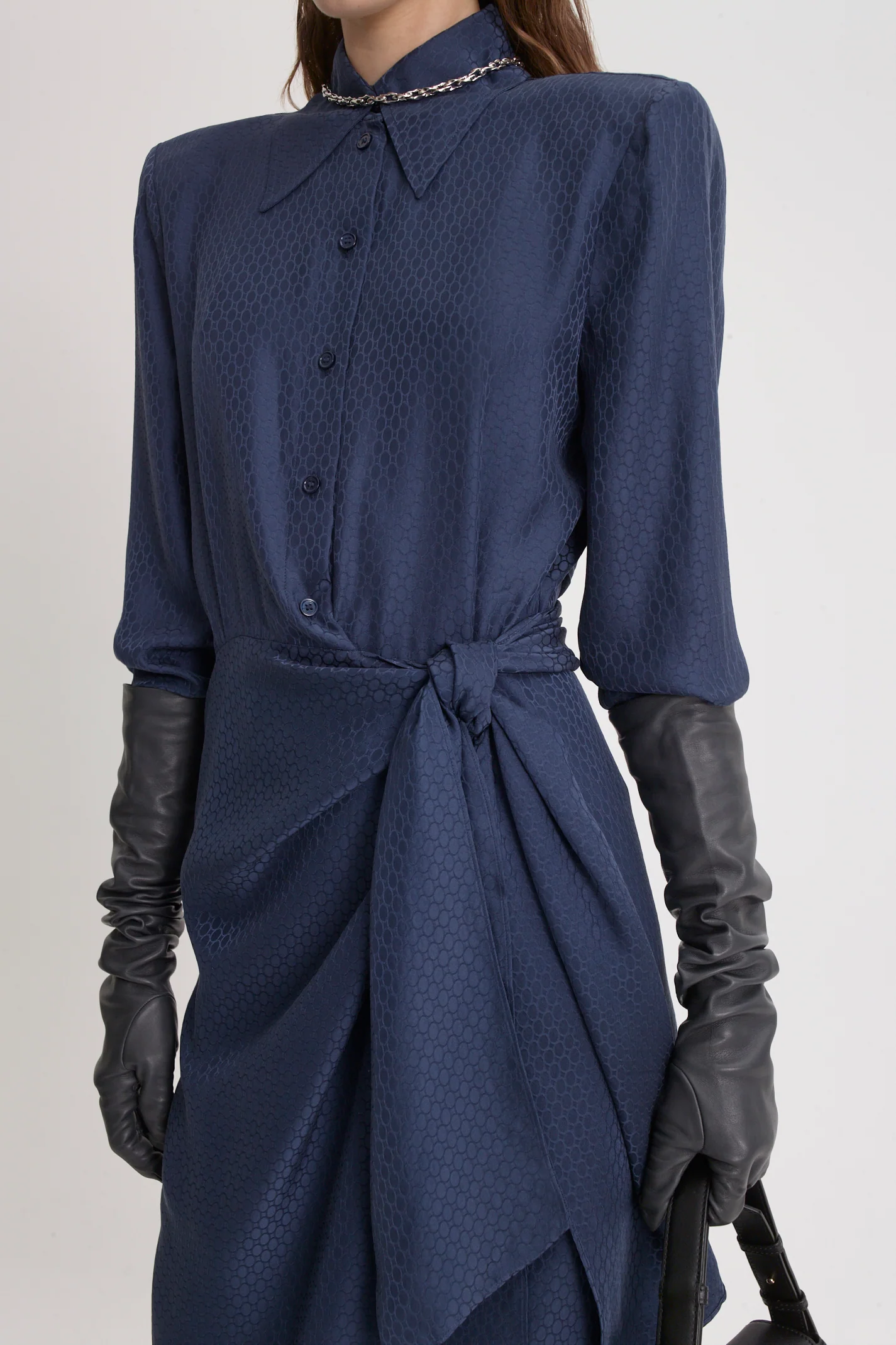 SILK CHAIN JACQUARD WRAP DRESS - Image 7