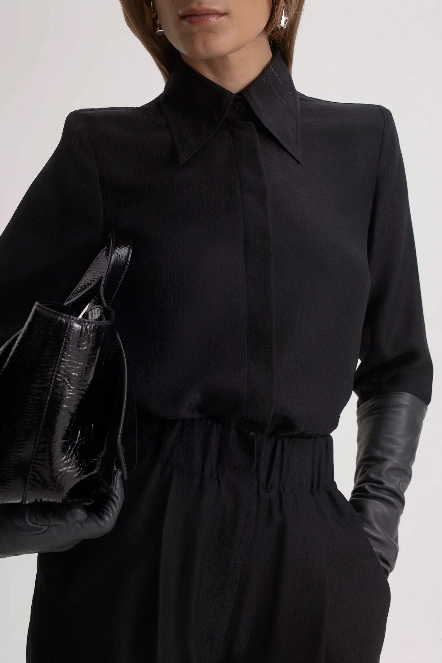 SILK JACQUARD SHOULDER PAD SHIRT - Image 8