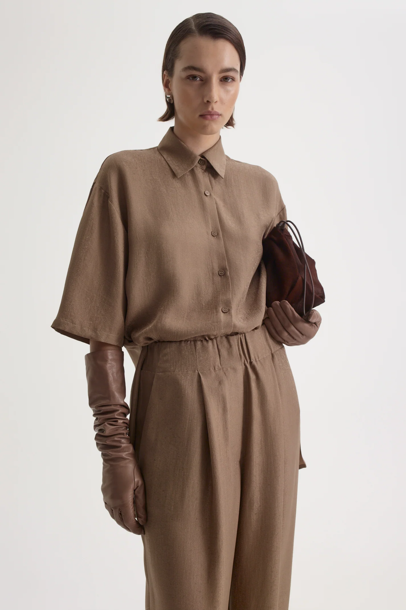 SILK JACQUARD SHORT SLEEVE SHIRT - Image 3