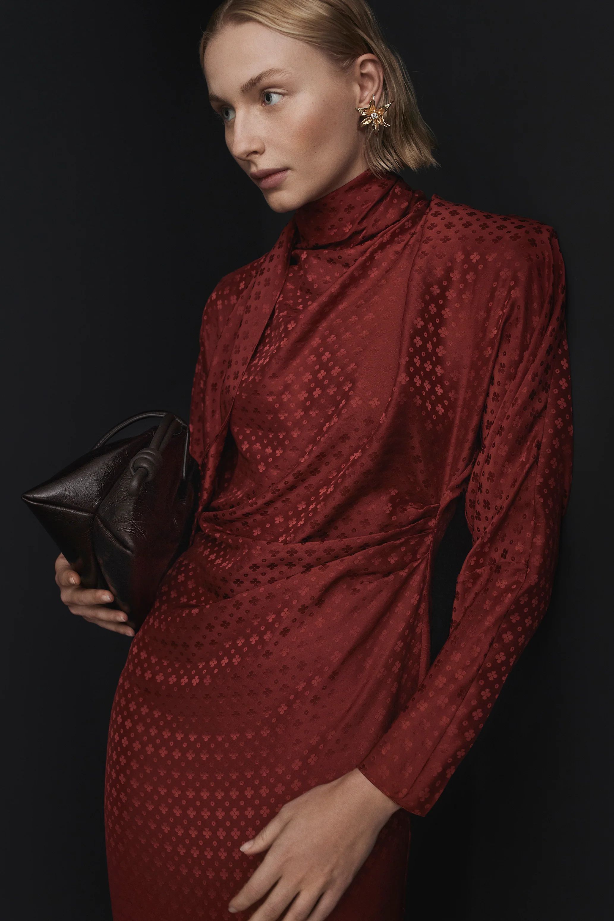 SILK POPPY JACQUARD DRESS - Image 3