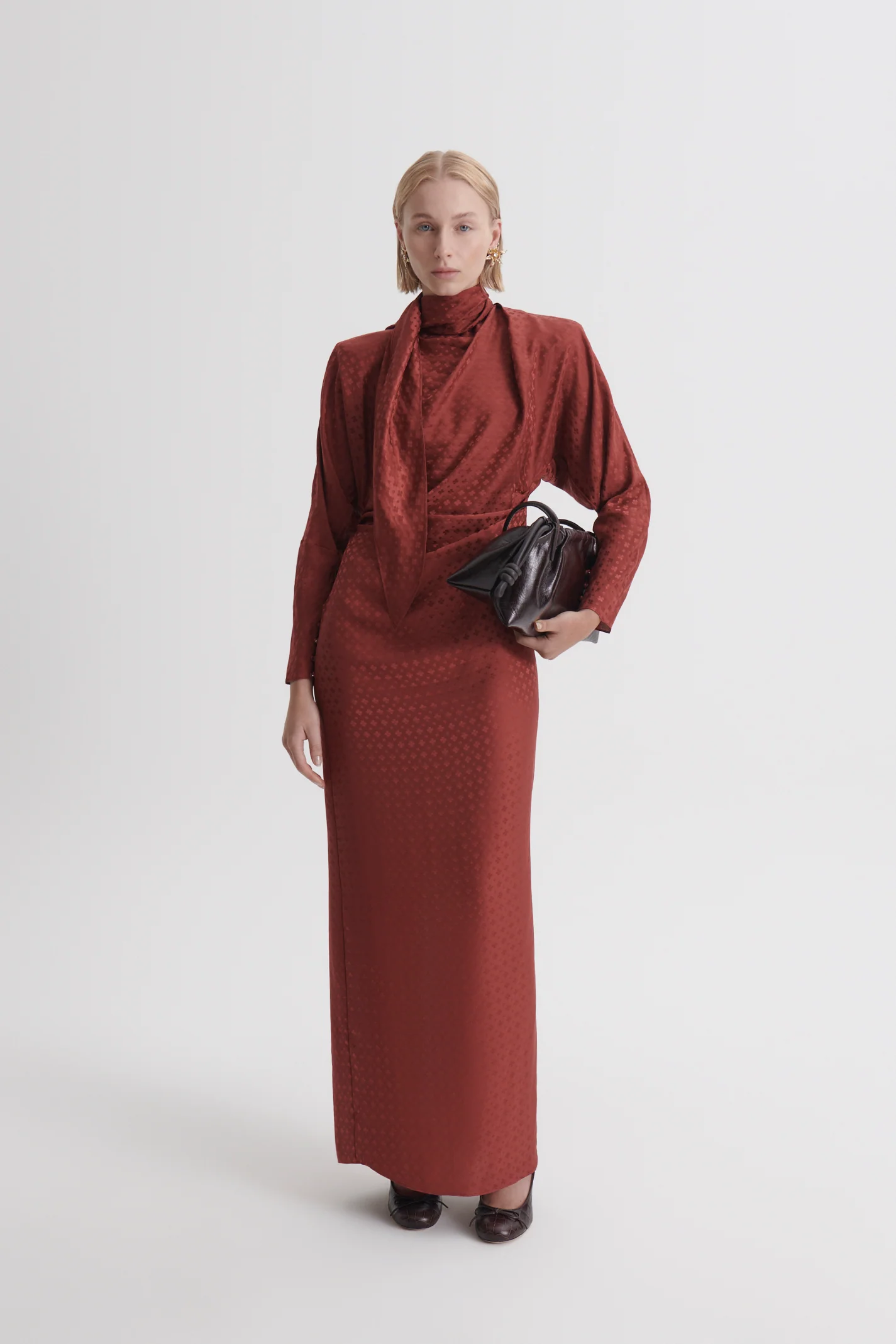 SILK POPPY JACQUARD DRESS - Image 4