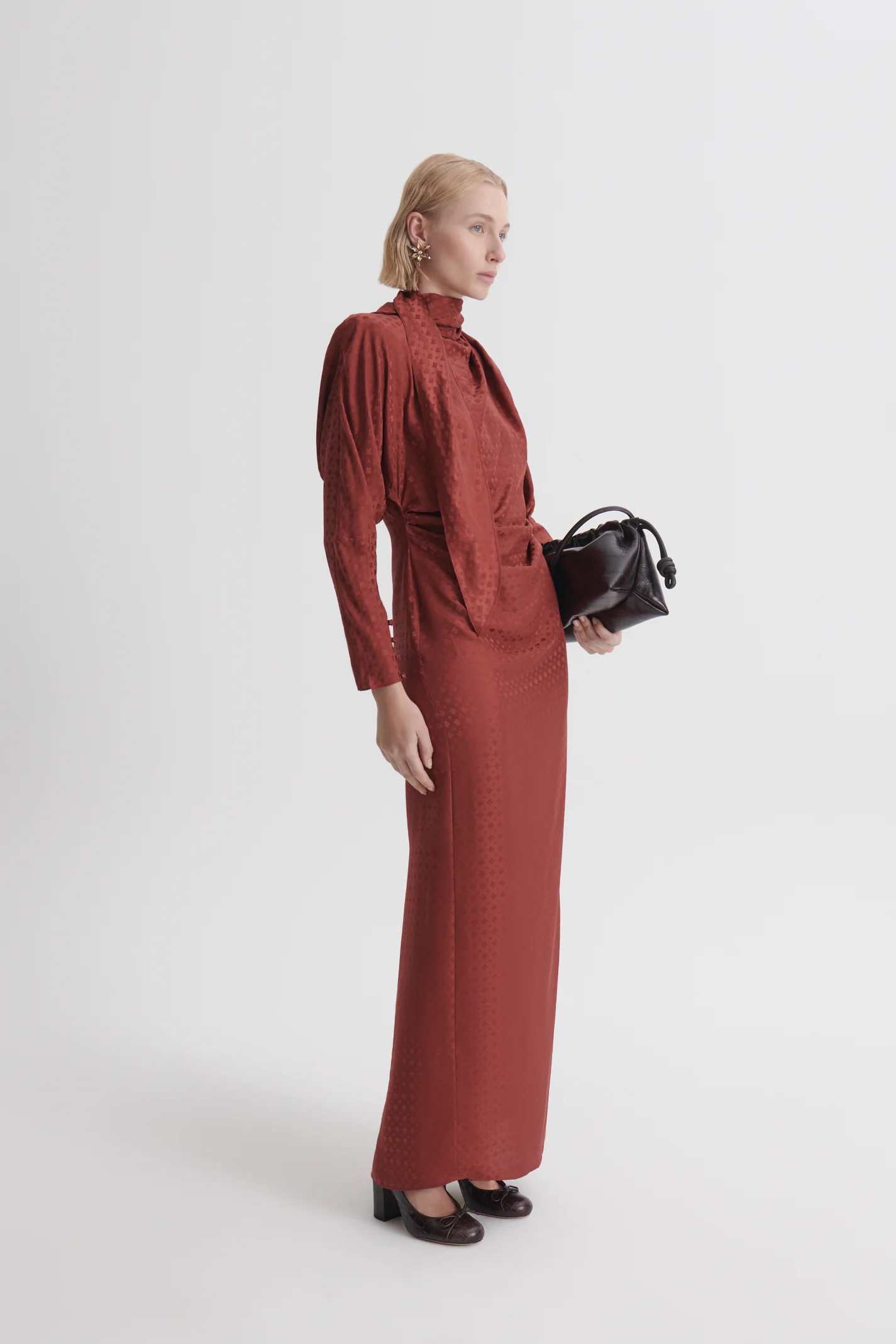 SILK POPPY JACQUARD DRESS - Image 5