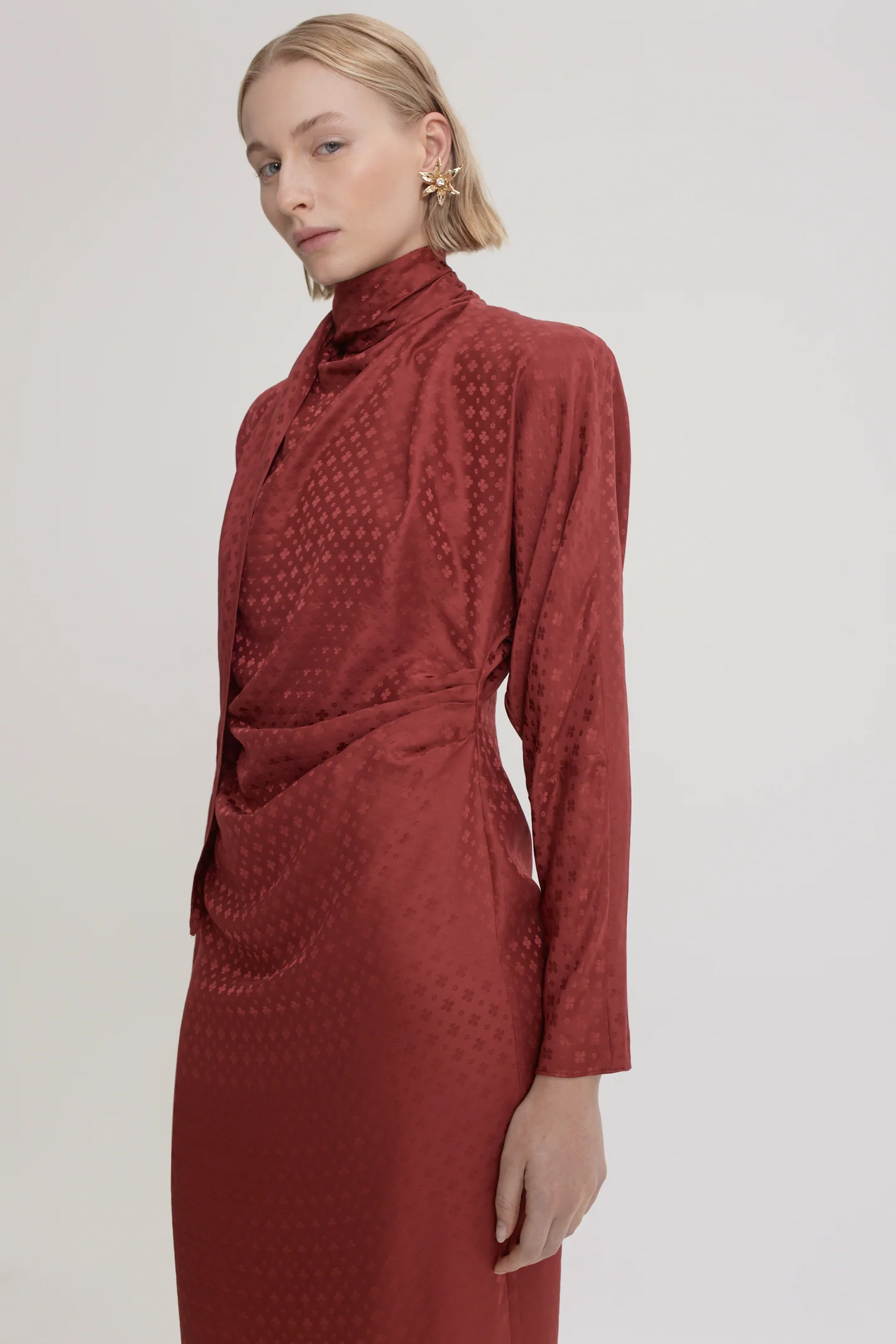 SILK POPPY JACQUARD DRESS - Image 7