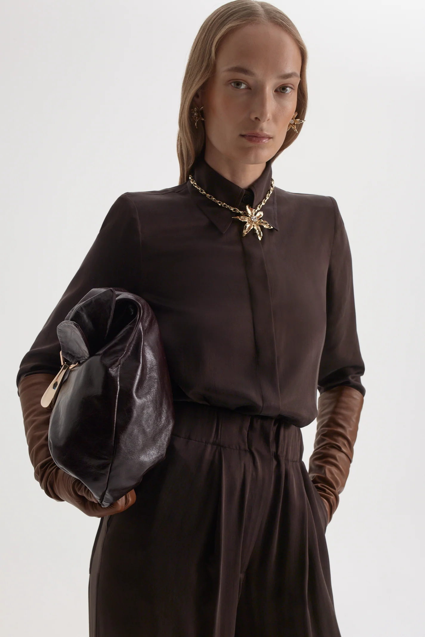 SUEDED SILK SHOULDER PAD SHIRT - Image 7