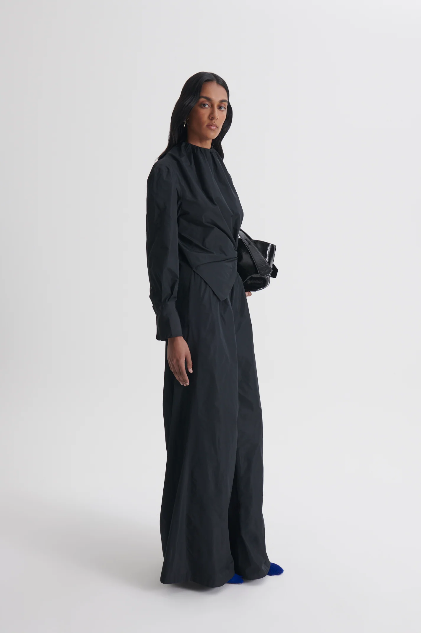 TAFFETA GATHER NECK TOP - Image 6