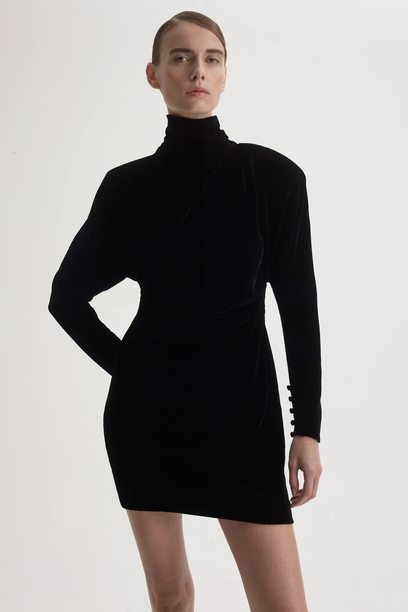 VELVET DRAPE DRESS - Image 9