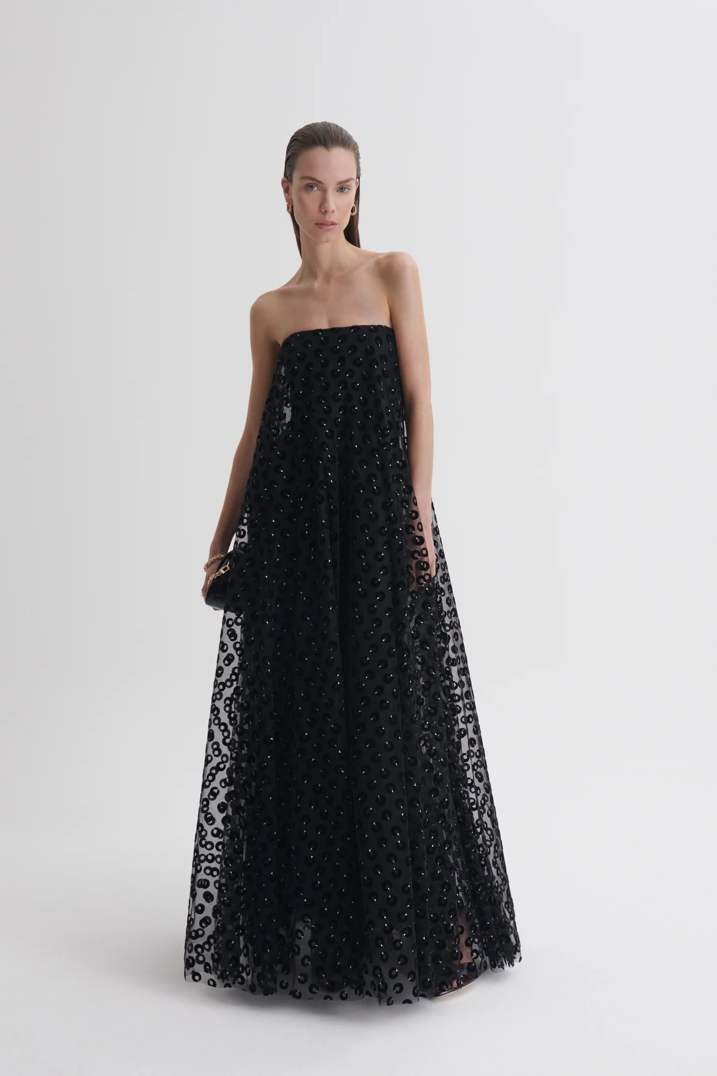 VELVET PRINT TULLE GOWN - Image 3